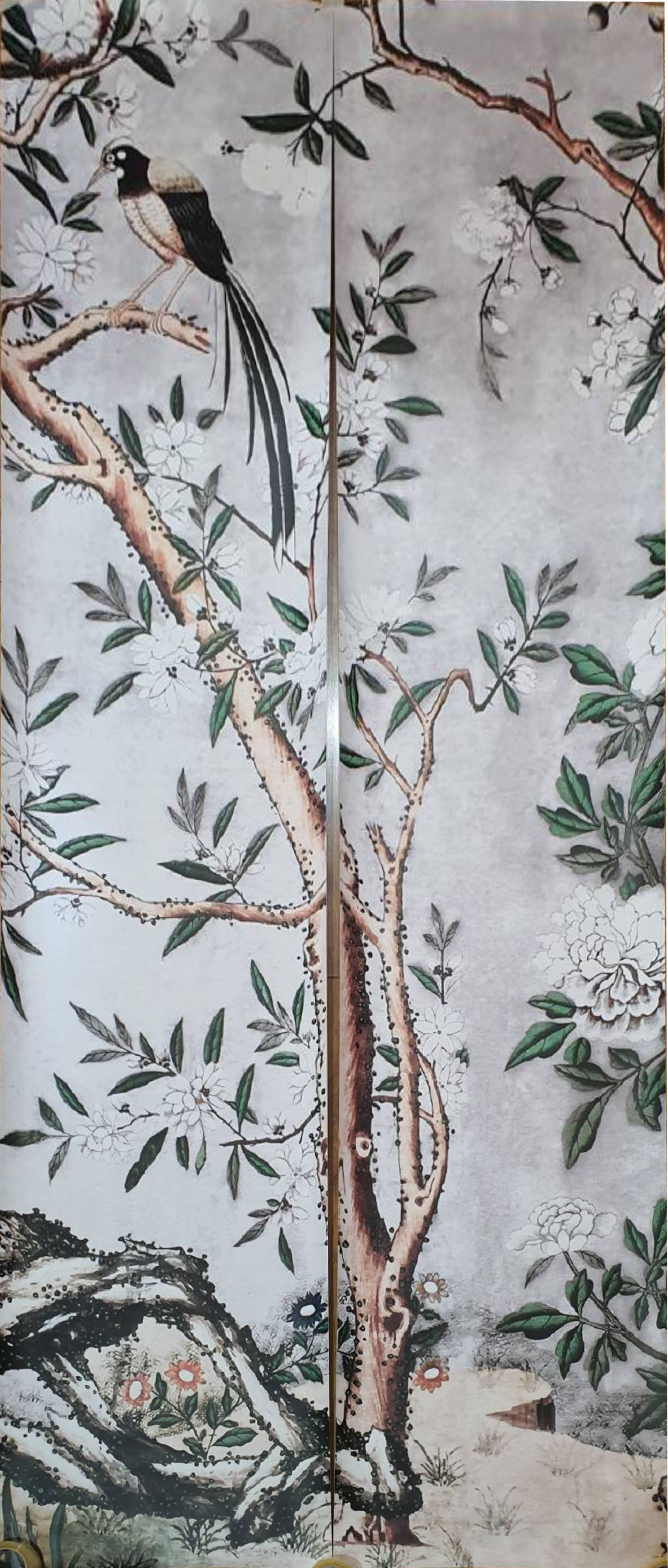 วอลเปเปอร์ OWLS WALLPAPERS THE CHINOISERIES ขนาด : W1.36 X H 3.19 M. SILVER GRAY_0